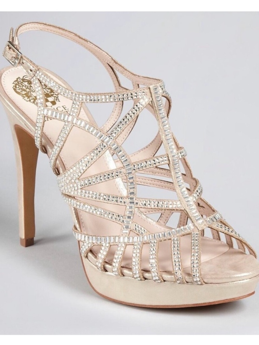 Vince Camuto Janene Earl Grey Powered Glitz Suede 7.5 w Box